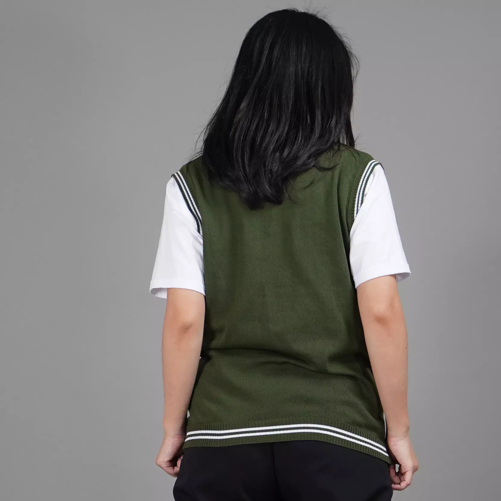 Rompi Rajut Wanita Knit Vest Wanita Rompi Wanita Gaya Korea Knit Outer Korean Style - ARMY