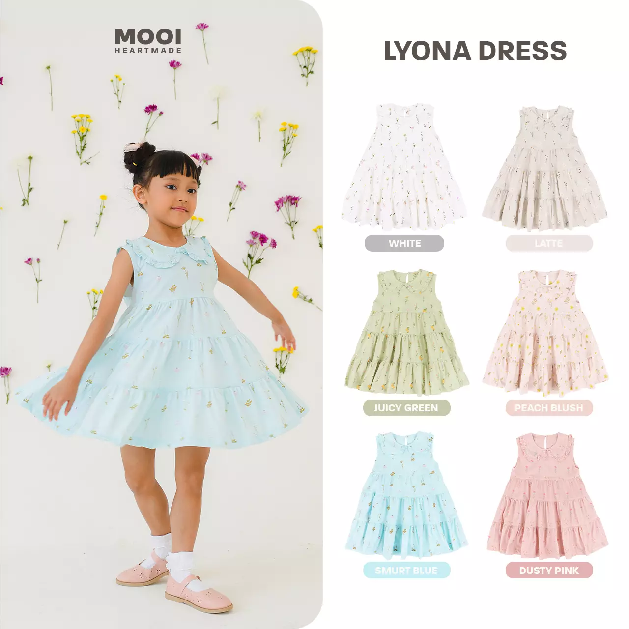 Mooi Dress Anak Perempuan Lyona Dress - Smurt Blue
