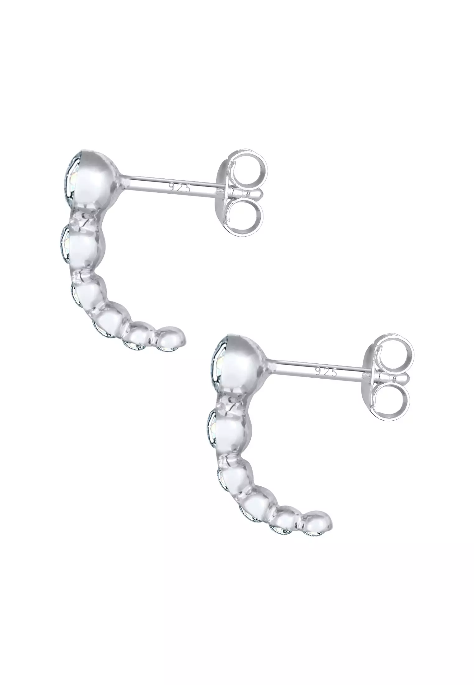 Earrings Half Creoles Elegant Sparkling Crystals