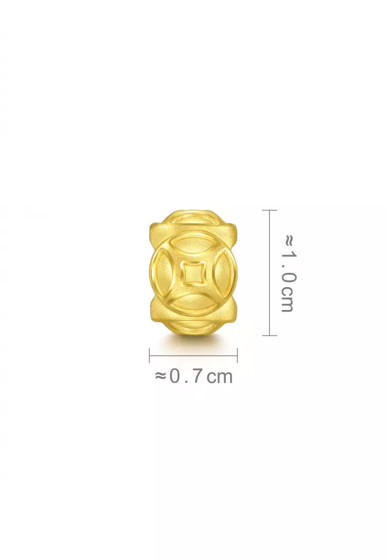 999 24K Solid Gold Cultural Blessing Wealthy Bamboo Charm 94382C (Bracelet not included)