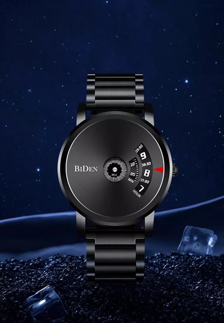 jam tangan pria Bisnis Tali stainless steel Display Kuarsa pria dengan gelang