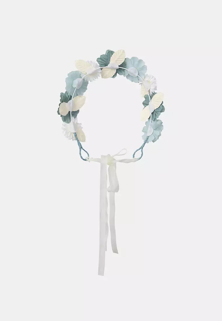 BLUE HEADBAND WITH FLOWERS