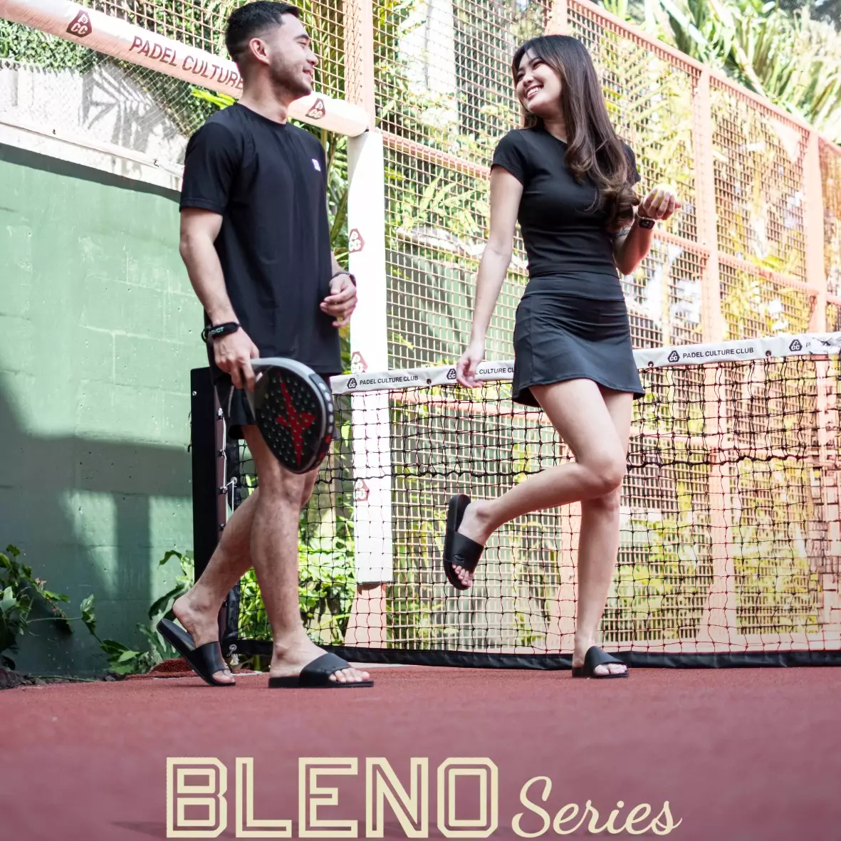 Cogen Sandal Pria Wanita Sendal Slide Padel Marhadi Slop Unisex Bleno Series - All Black