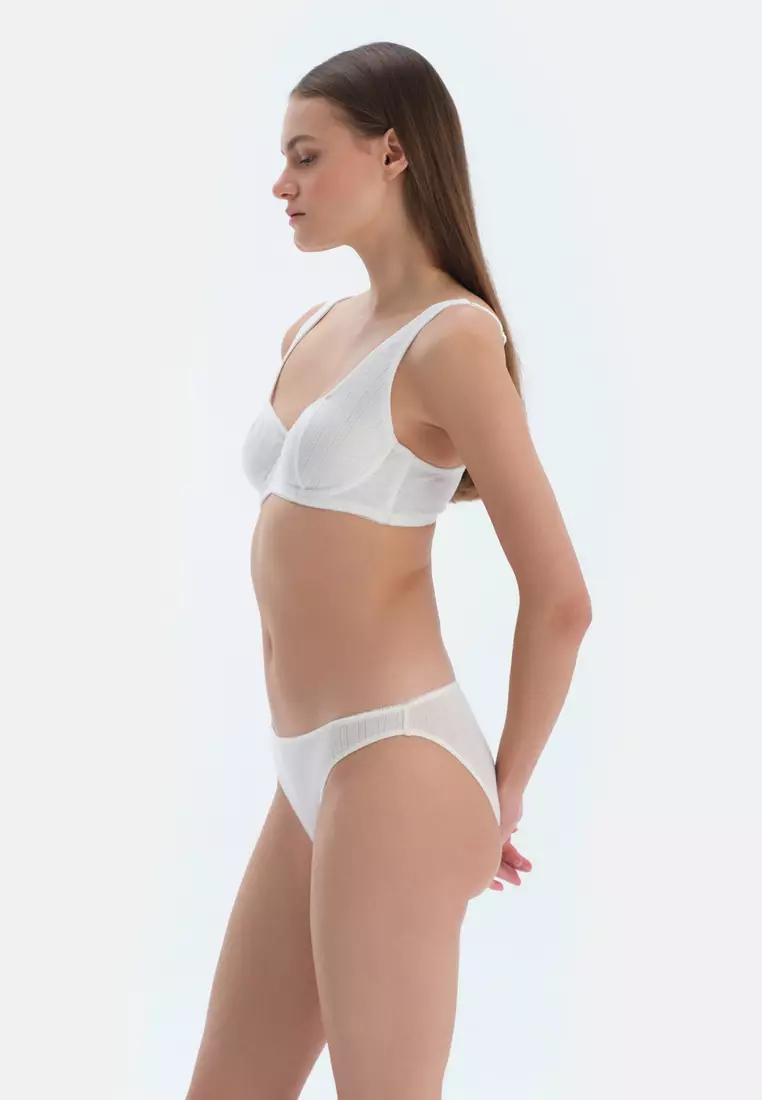 Ecru Underwire Bra, Geometric Print, Underwire, Underwear for Women