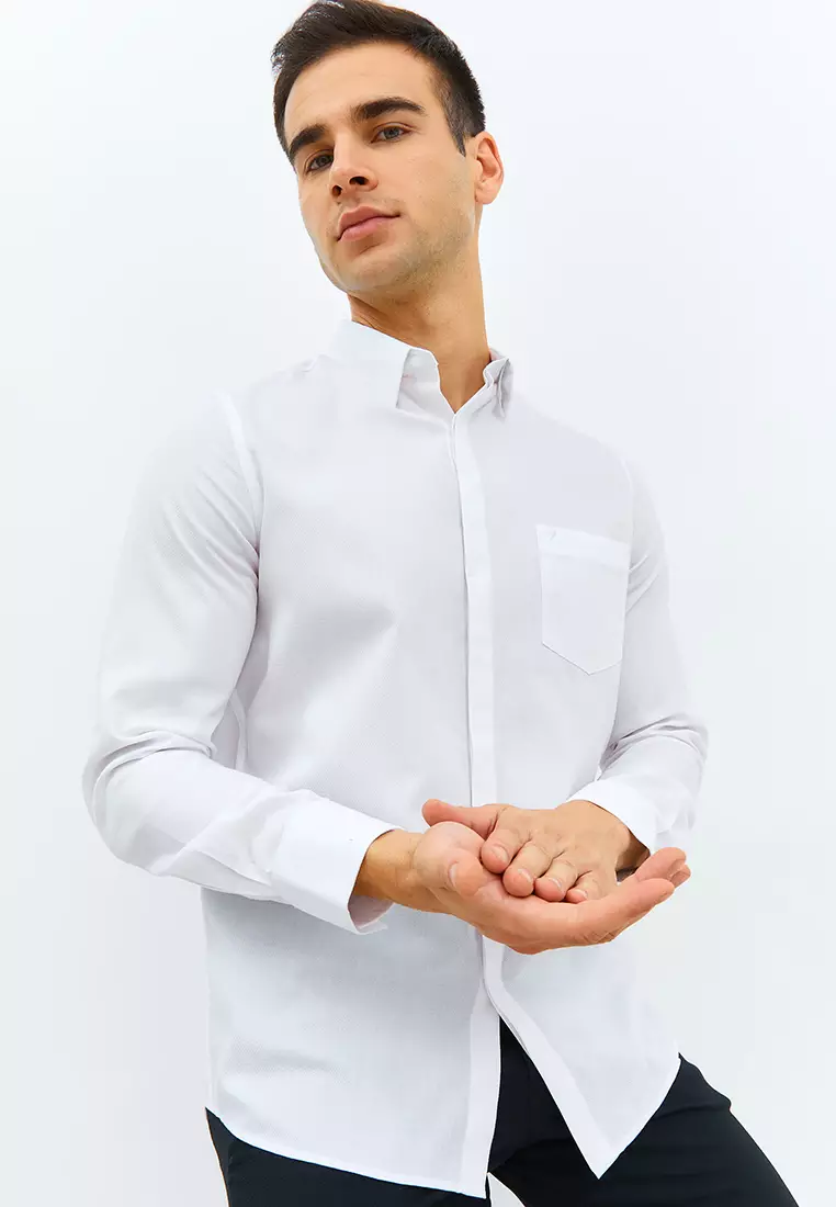 Jobb Keesey Kemeja Pria Lengan Panjang Slim Fit Putih