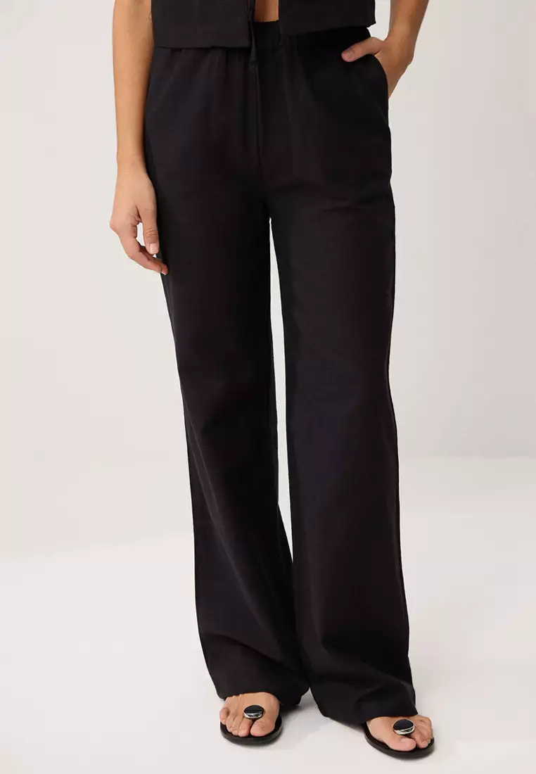 Black Woven Bottom - Top Set Twoss25Au34