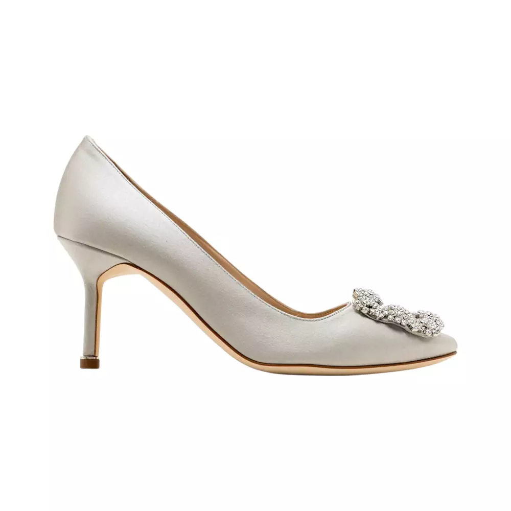 Hangisi 70 Satin Pumps With CLC Crystal Buckle Medium Grey