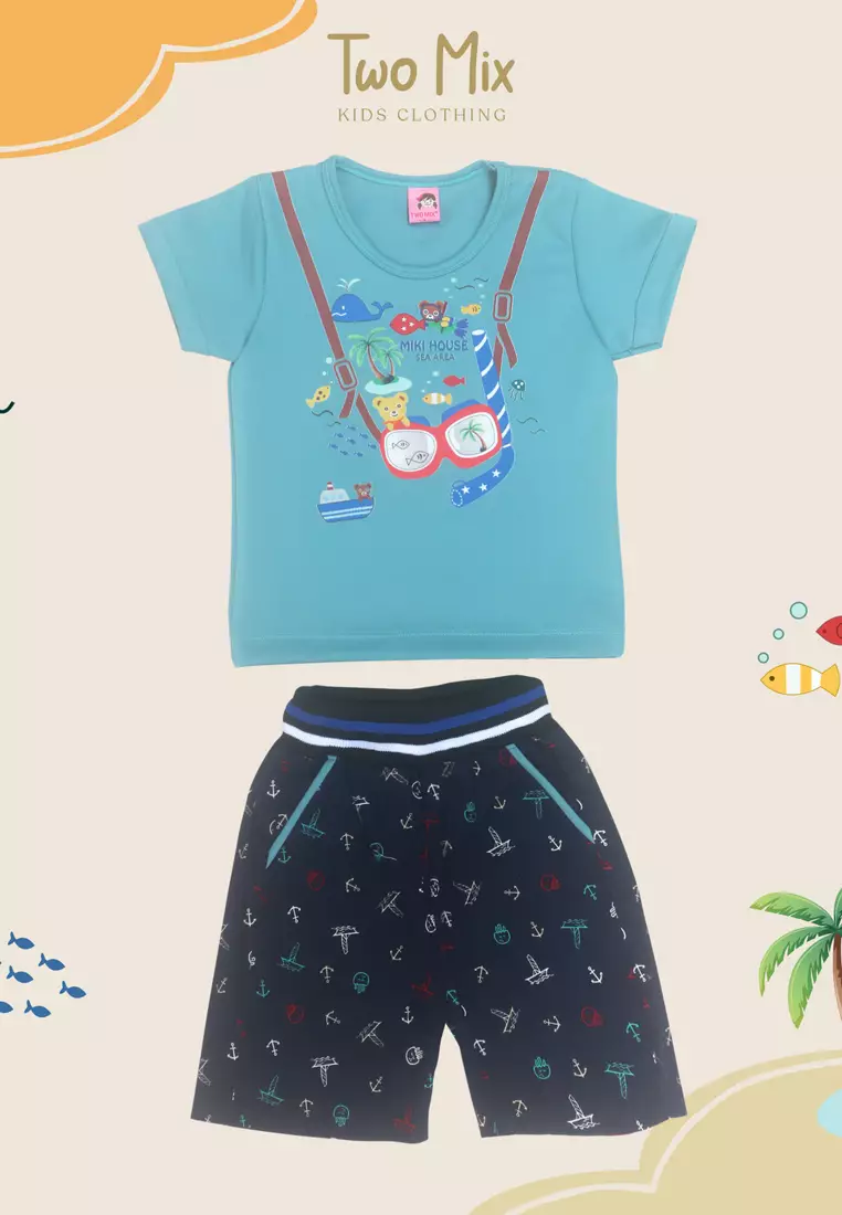 TWO MIX - Setelan Kaos Anak Laki Pria Celana Stretch 1-12 Tahun 4199