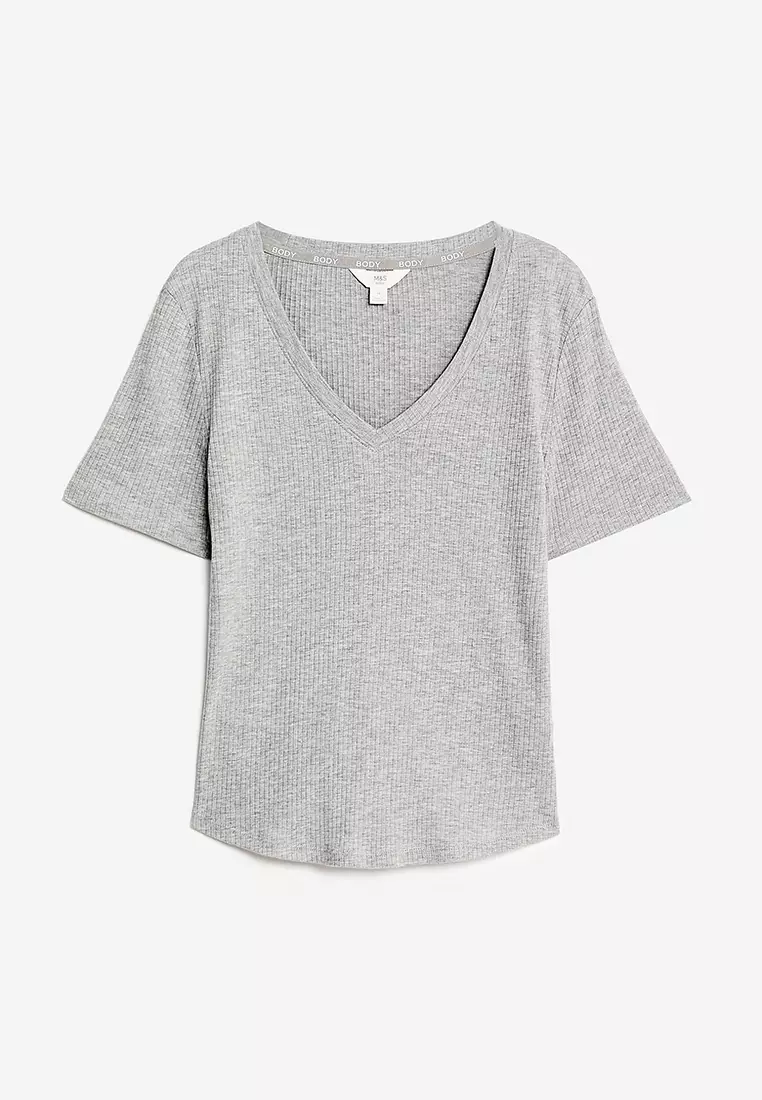 Ribbed Cotton Modal Pyjama Top