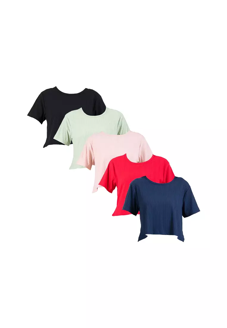 Forest Ladies Ribbed Crop Top Women Crop T-Shirt | 822343-01Black