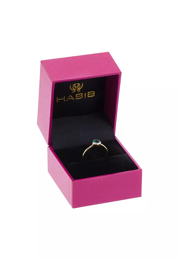 HABIB Blue Topaz Gemstone Ring in 375/9K Yellow Gold A05830324-BTOPZ