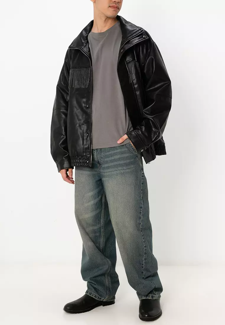 Bershka Leather Effect Jacket with Fringes 2025 | Buy