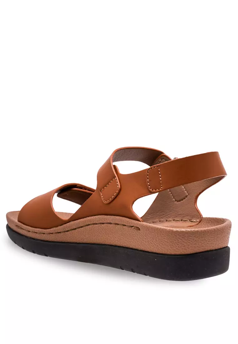 Women Sling Back Faux Leather Strap Casual Sandals - 230471224