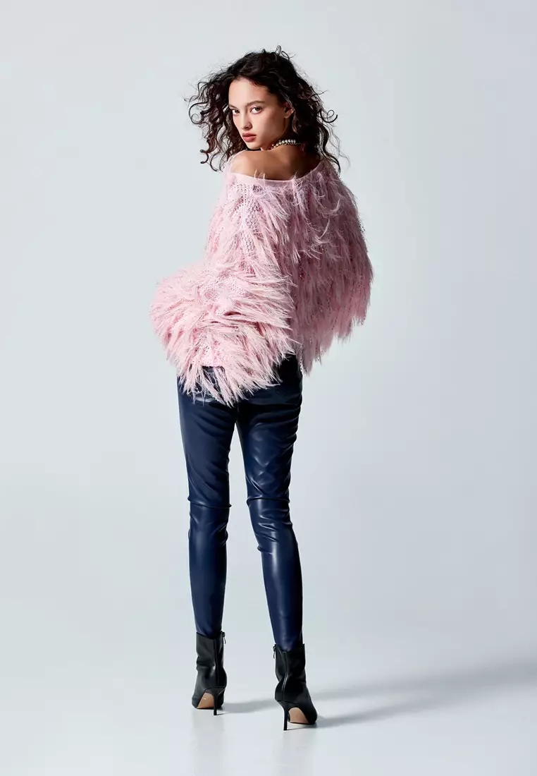 Pink Fringe Knit Top