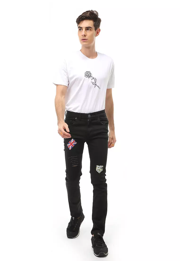 Locko Long Pants Celana Panjang Pria Ripped Jeans Flag Motive Material Denim ORIGINAL