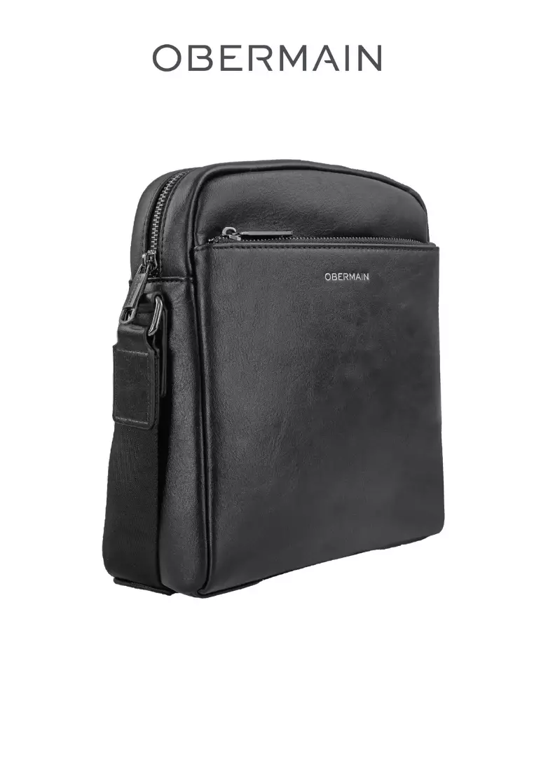 Men's Sling Bag Synthetic Leather Black