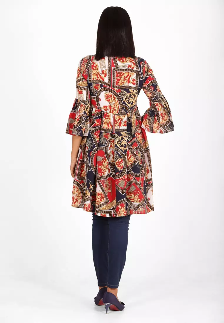 Le Reve 3/4喇叭袖巴比娃娃连衣裙在巴洛克