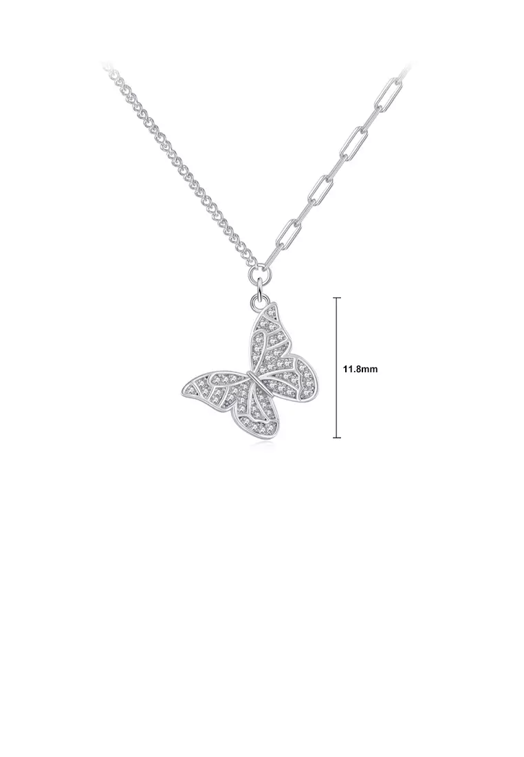 Pavé Butterfly Diamond Petite Necklace - White Gold - One Size - Foto 6