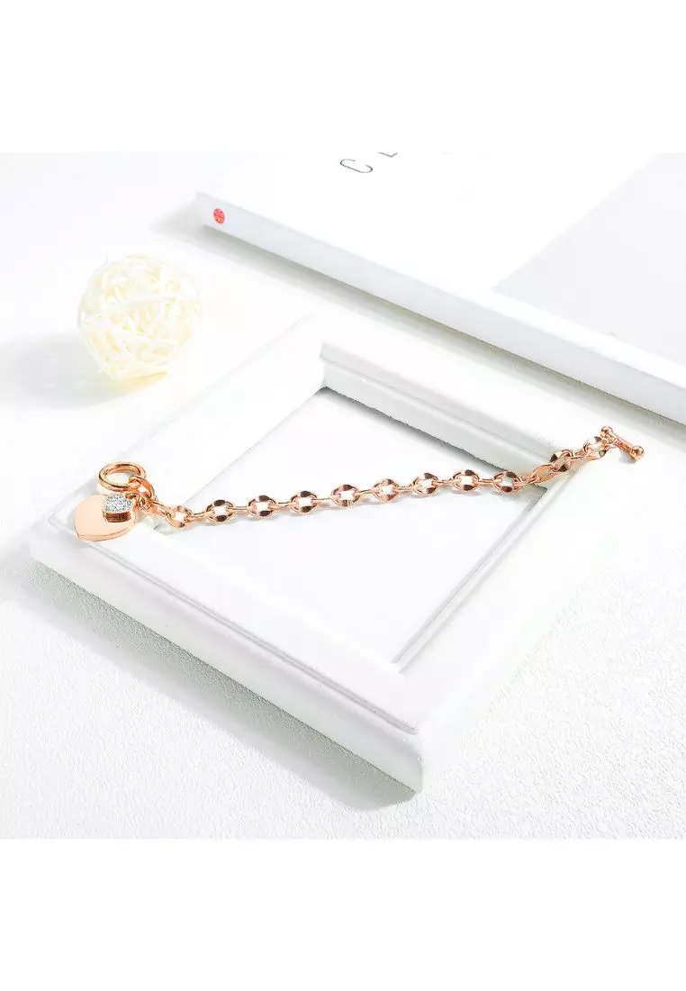 BULLION GOLD Diamond cut Belcher Chain T-lock Toggle Bracelet in Rose Gold Layered Steel Jewellery