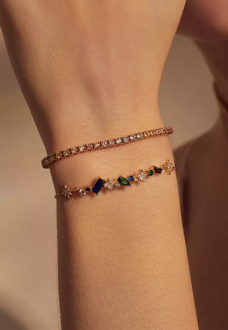 Gold bracelets with stones on sale