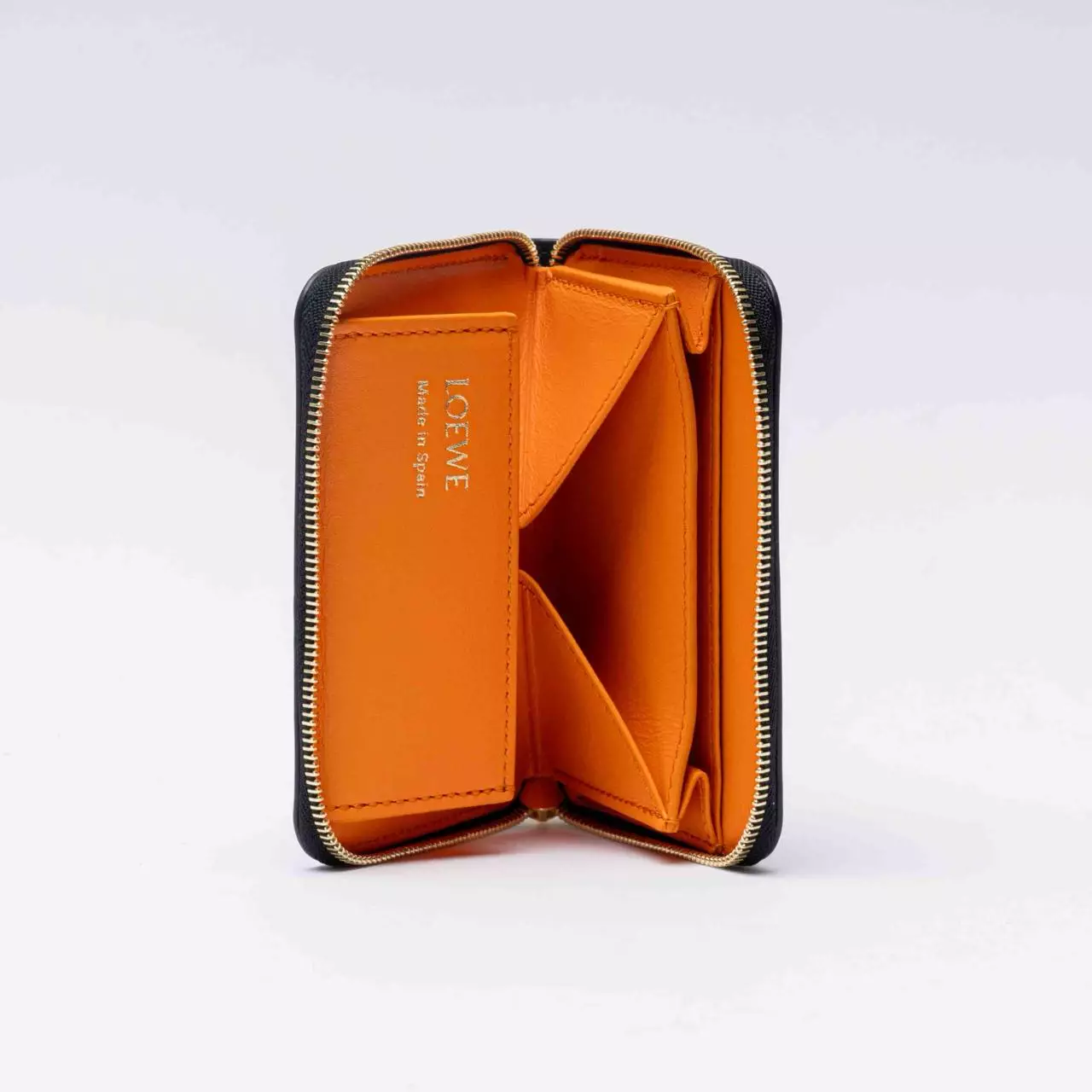 Zipped Coin Purse in Shiny Nappa Calfskin Black