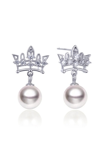 A.Excellence silver Premium Japan Akoya Sea Pearl  6.75-7.5mm Crown Earrings BE675ACCEA8A94GS_1