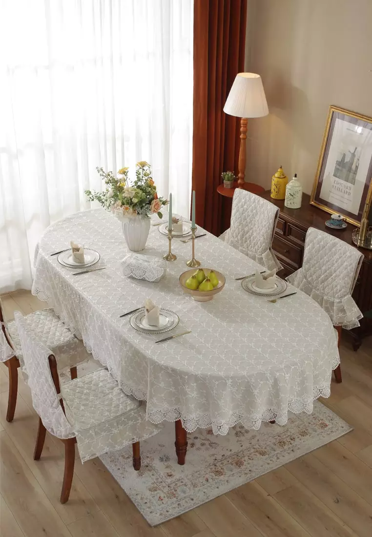 Dining table cover store 6 seater oval shape