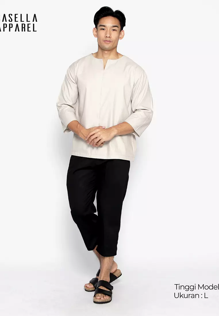 Casella Casella Baju Kasual Basic Polos Pria Lengan 7/8 | Daily Wear Noah 5029 Khaki