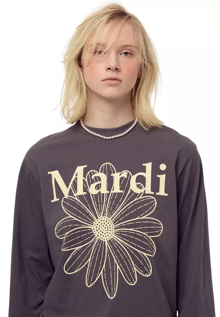 Tshirt Long Sleeve Flowermardi - Charcoal Cream