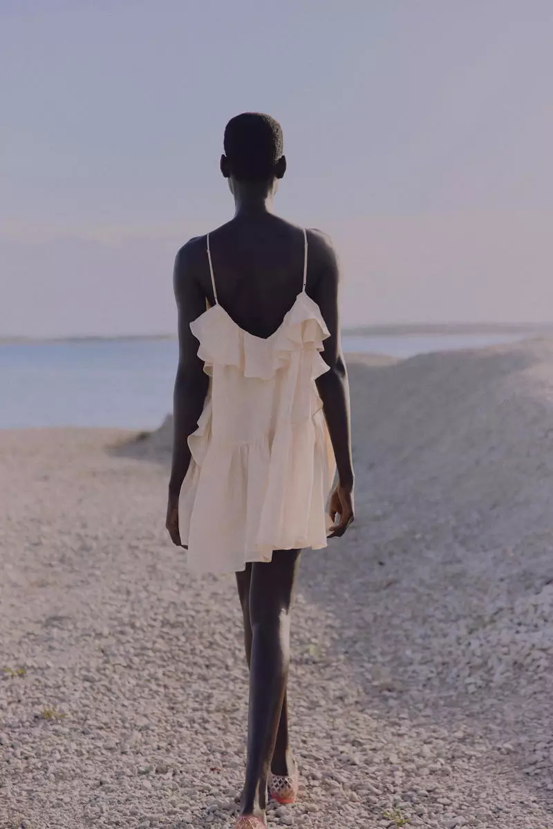 Flounced ramie dress