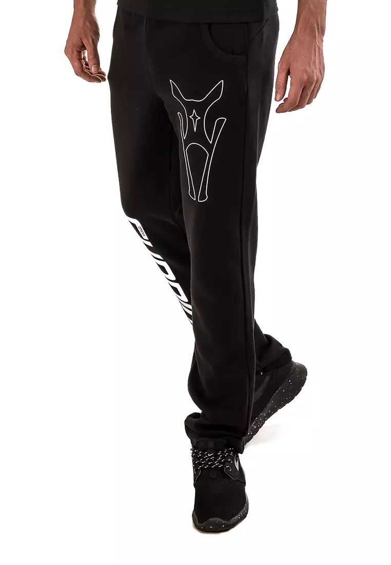 Amnig Unisex Sports Running Sweatpants (Black/White)
