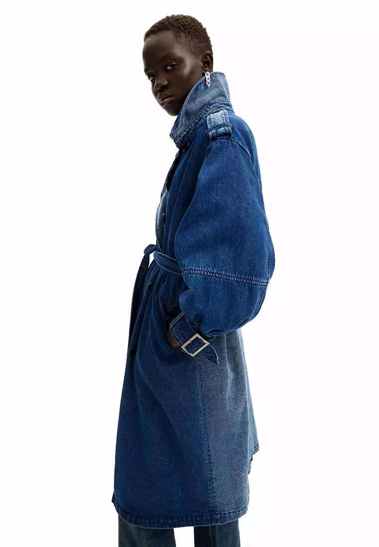 Desigual Woman Denim Trench Coat.