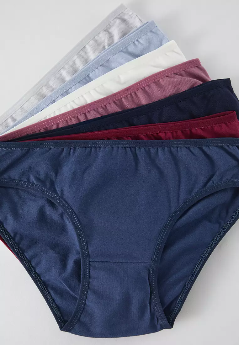Blue-Multi Colorful 7-Pack Cotton Classic Knitted Panties