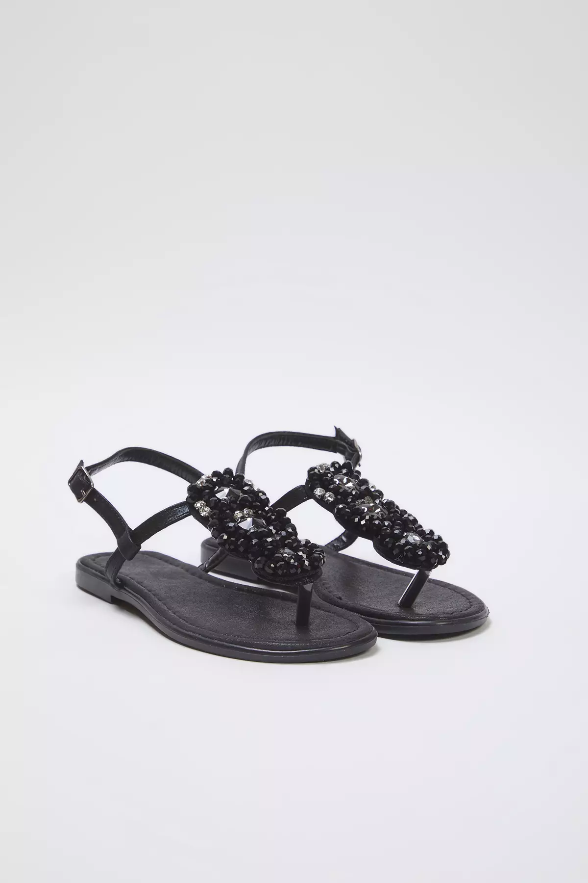 Black Stone Ankle Banded Flip Flops Women Stylish Sandals Takss25Sd00006