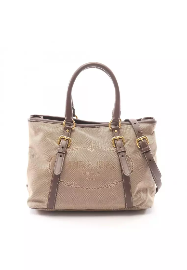 Prada Pre-Loved Prada LOGO JACQUARD logo jacquard 2WAY Handbag 