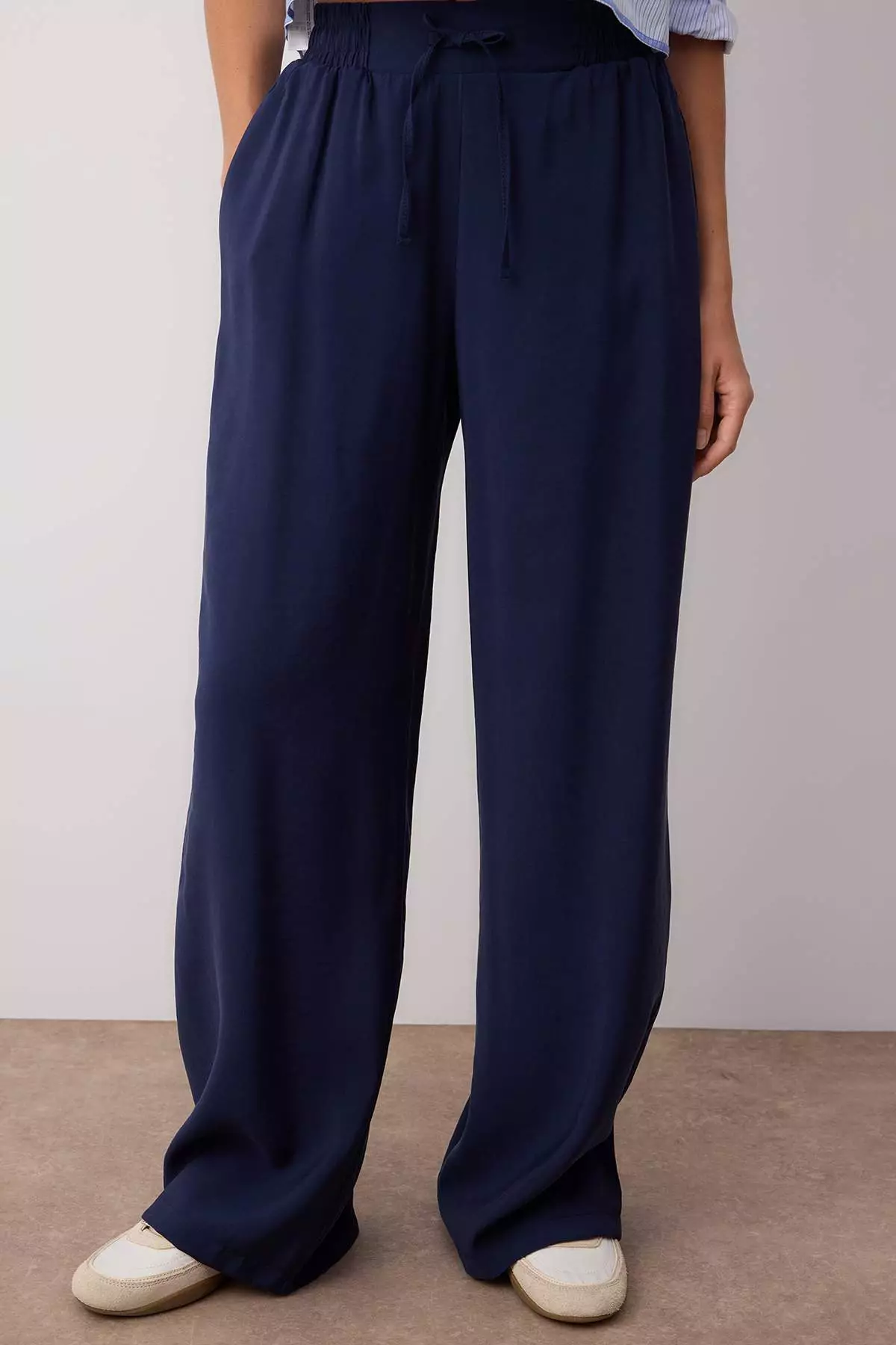 Indigo Modal Buy Elastic Wide Leg Pants