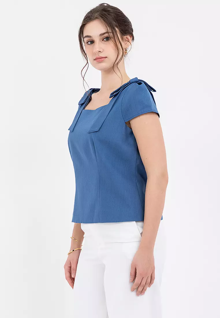 DELAZZO Square-neck Structured Top