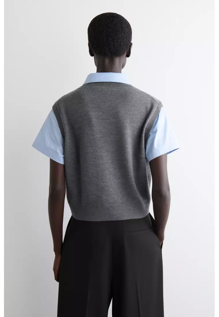 LAYERED MERINO WOOL SHIRT VEST
