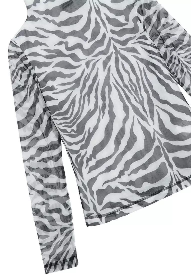 Zebra Print Turtle Neck Top