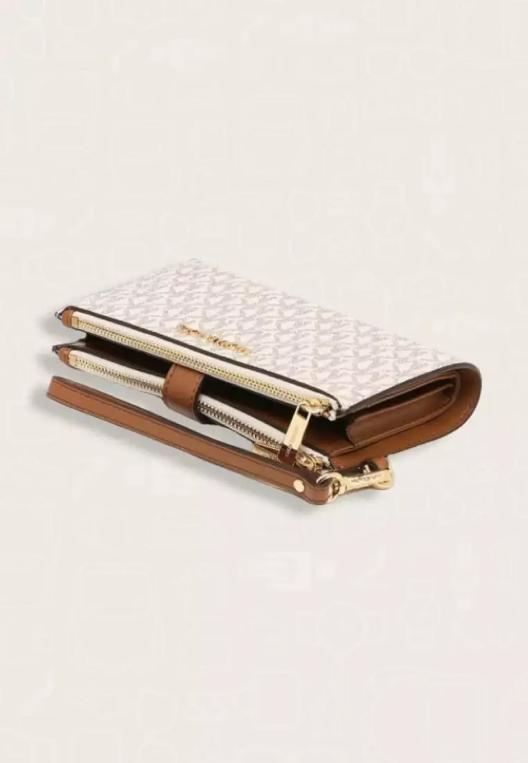 Michael Kors Jet Set Travel Large Double Zip Wristlet Vanilla