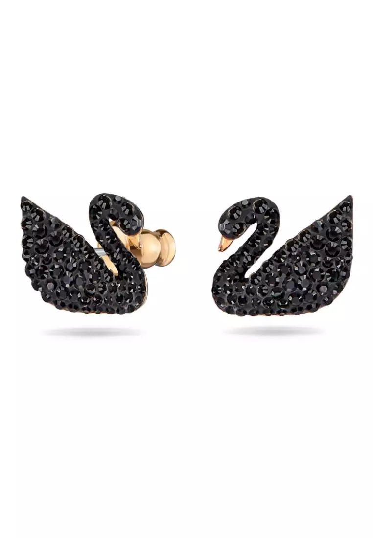 Buy Swarovski Swarovski Iconic Swan earring jackets, Swan, Black, Rose