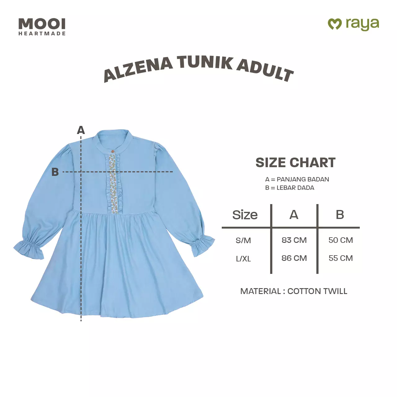 Mooi Tunik Wanita Atasan Wanita Raya Collection Alzena Tunic - Classic Blue