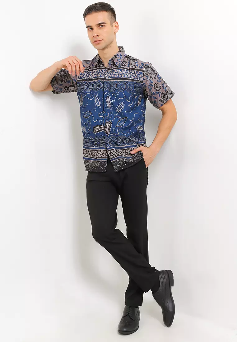 Awandana Kemeja Batik Exclusive Premium Pria Casual Modern Lengan Pendek