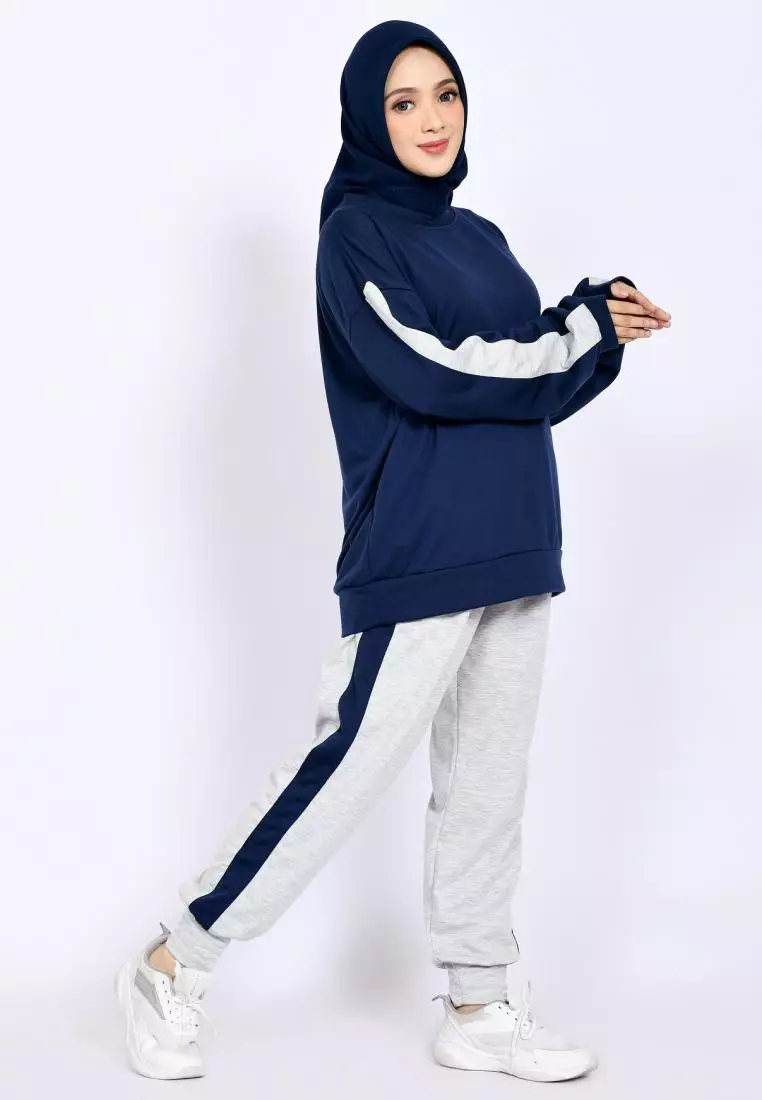 Couple Set Training Babyterry [2 PCS Setelan Sporty Olahraga] Pria Wanita Fit BB 110 kg