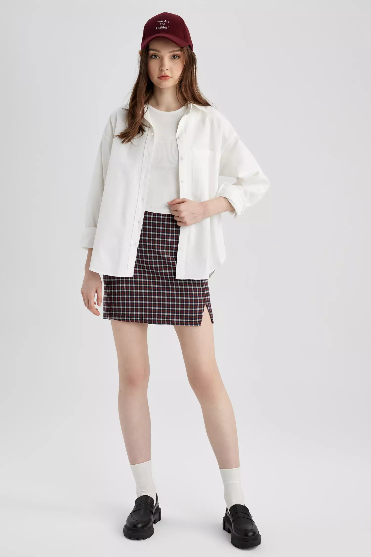 Woven Plaid Mini Skirt