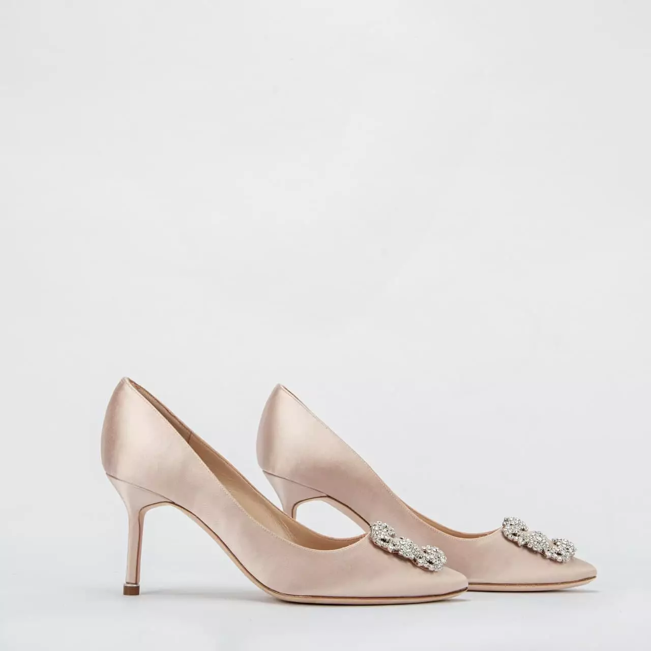 Hangisi 70 Satin Pumps with CLC Crystal Buckle Dark Nude