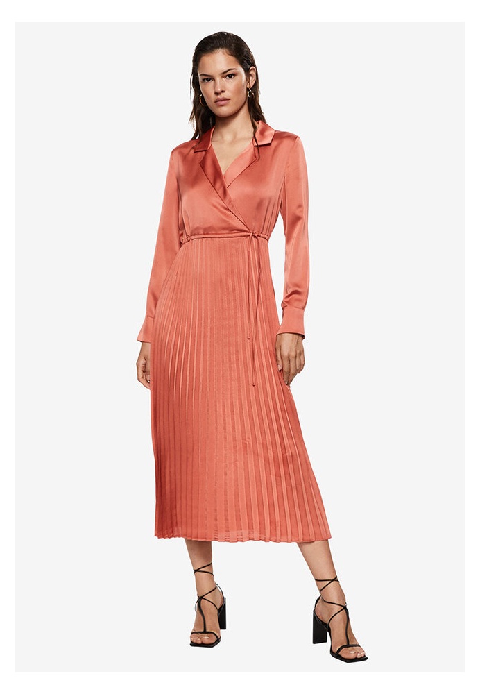 Buy Mango Pleated Satin Dress 2023 Online ZALORA Singapore