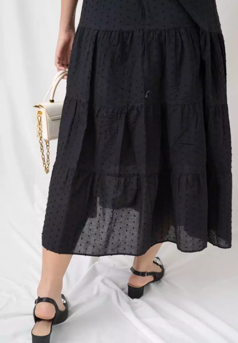 ELEGANT PREMIUM 3D LACE AND COTTON DRESS WITH TASSEL FINISHING