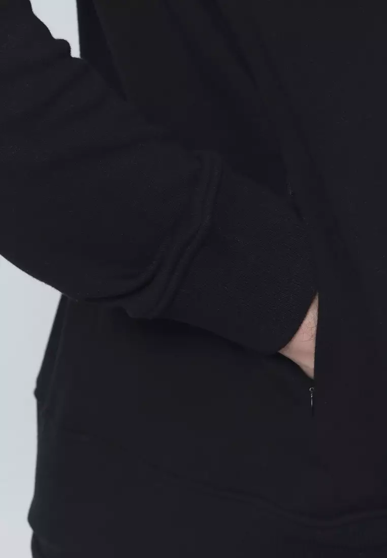 Cotton Well Cozzie Hoodie Sweatshirt with Hidden Pocket Black | Jaket Pullover Fleece dengan Kantong Tersembunyi Hitam