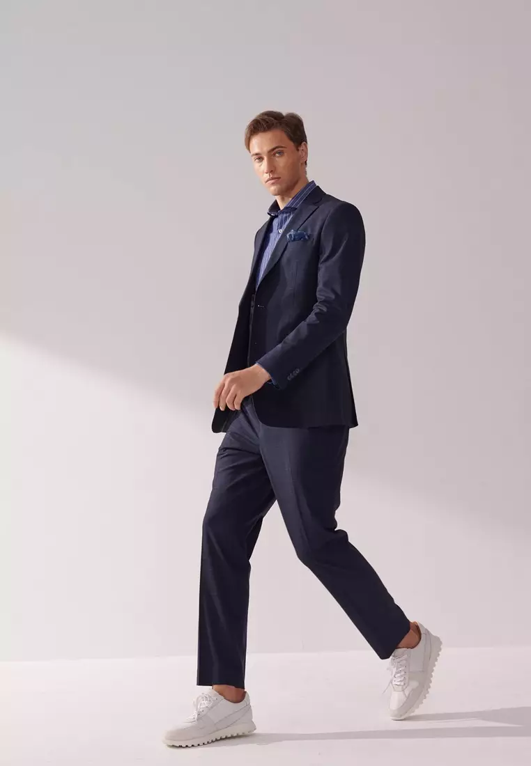 Midnight Blue Check Tailored Suit
